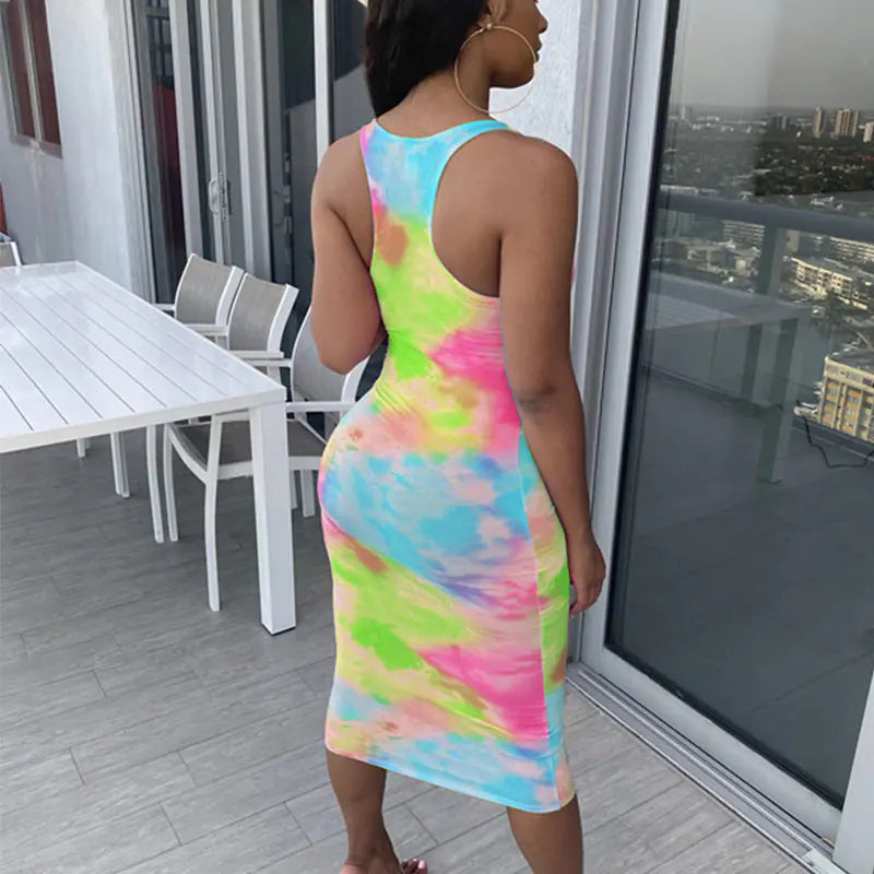 ECCENTRIC RAINBOW DYE SKINNY DRESS