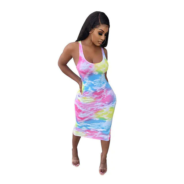 ECCENTRIC RAINBOW DYE SKINNY DRESS